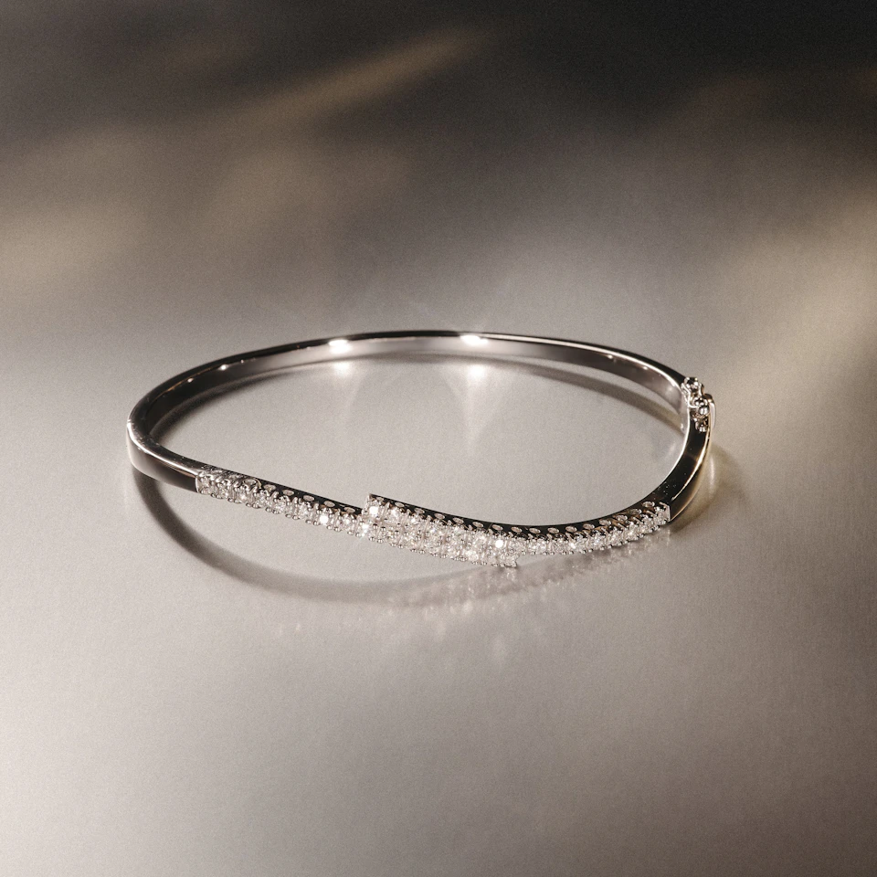 Diamond Bangle 0.50ct 9K White Gold