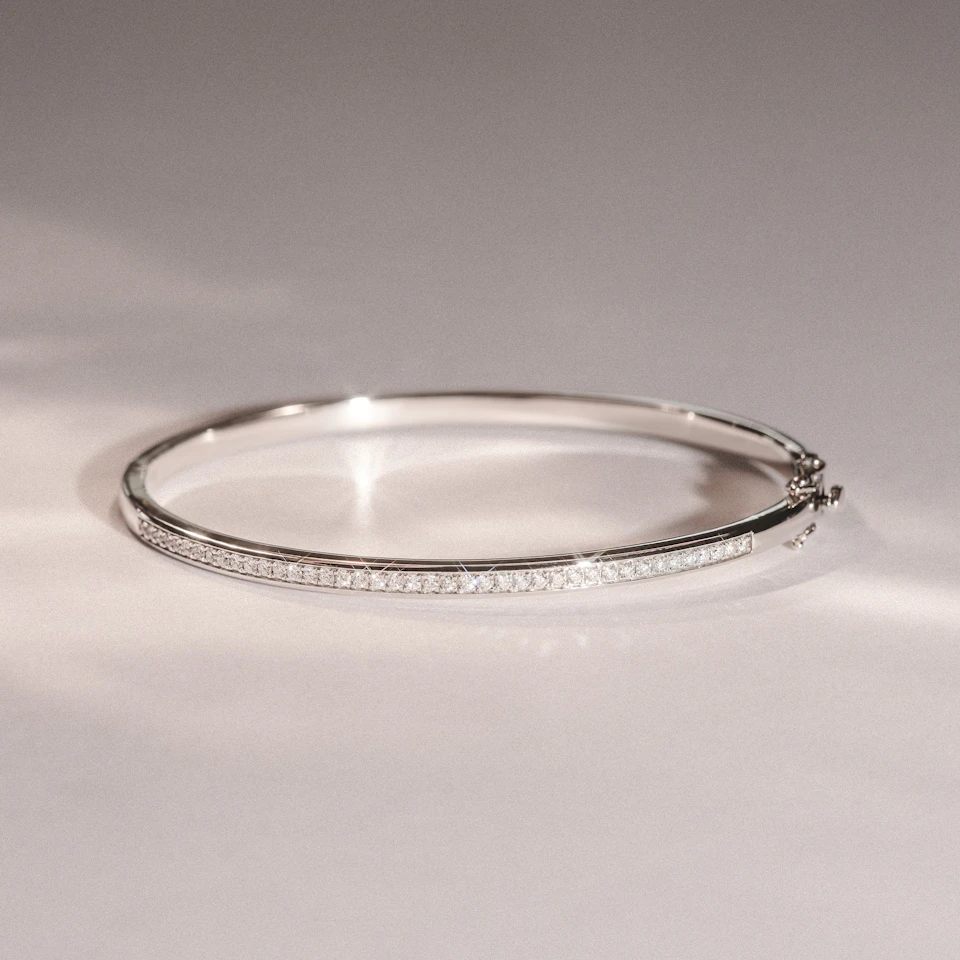 Heritage 0.50ct Round Cut Lab Diamond Bangle in Sterling Silver