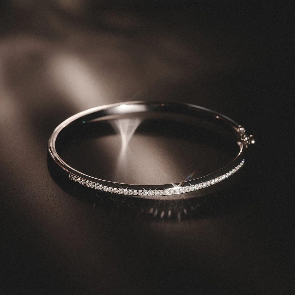 Heritage 0.50ct Round Cut Lab Diamond Bangle in Sterling Silver