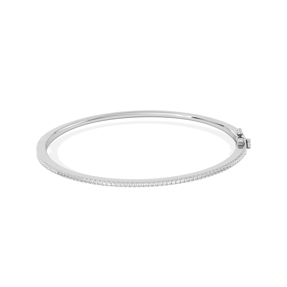 0.50ct Lab Diamond Half Pavé Bangle Bracelet in Sterling Silver
