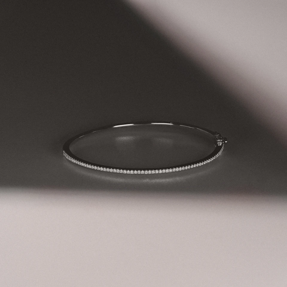 0.50ct Lab Diamond Half Pavé Bangle Bracelet in Sterling Silver