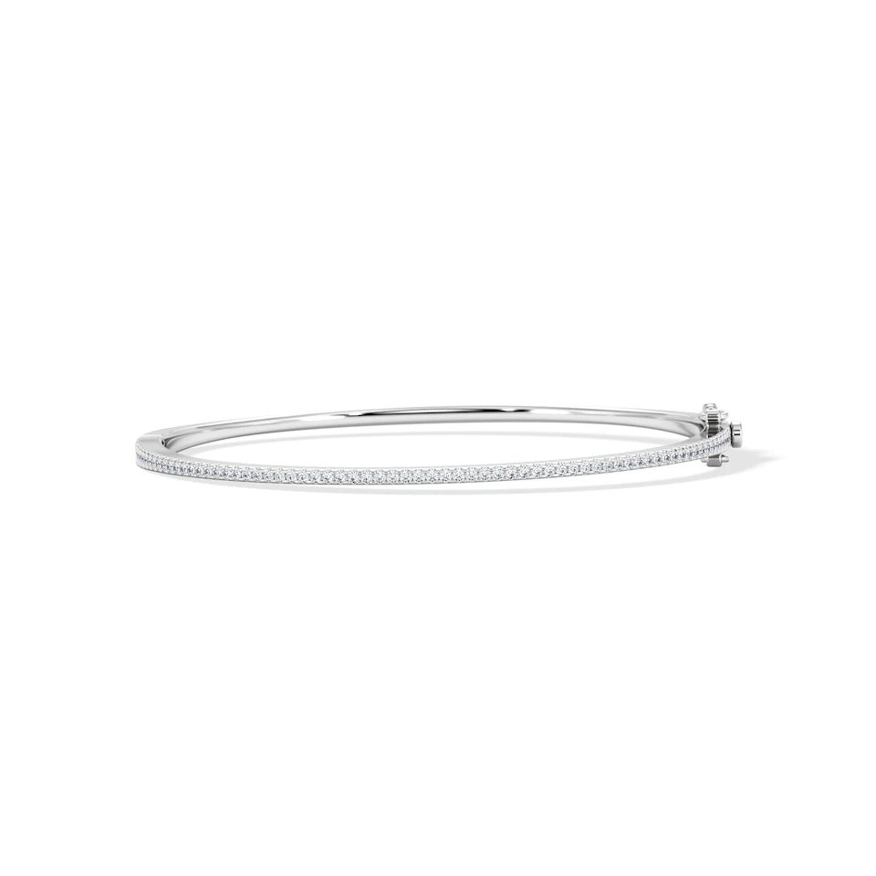 0.50ct Lab Diamond Half Pavé Bangle Bracelet in Sterling Silver
