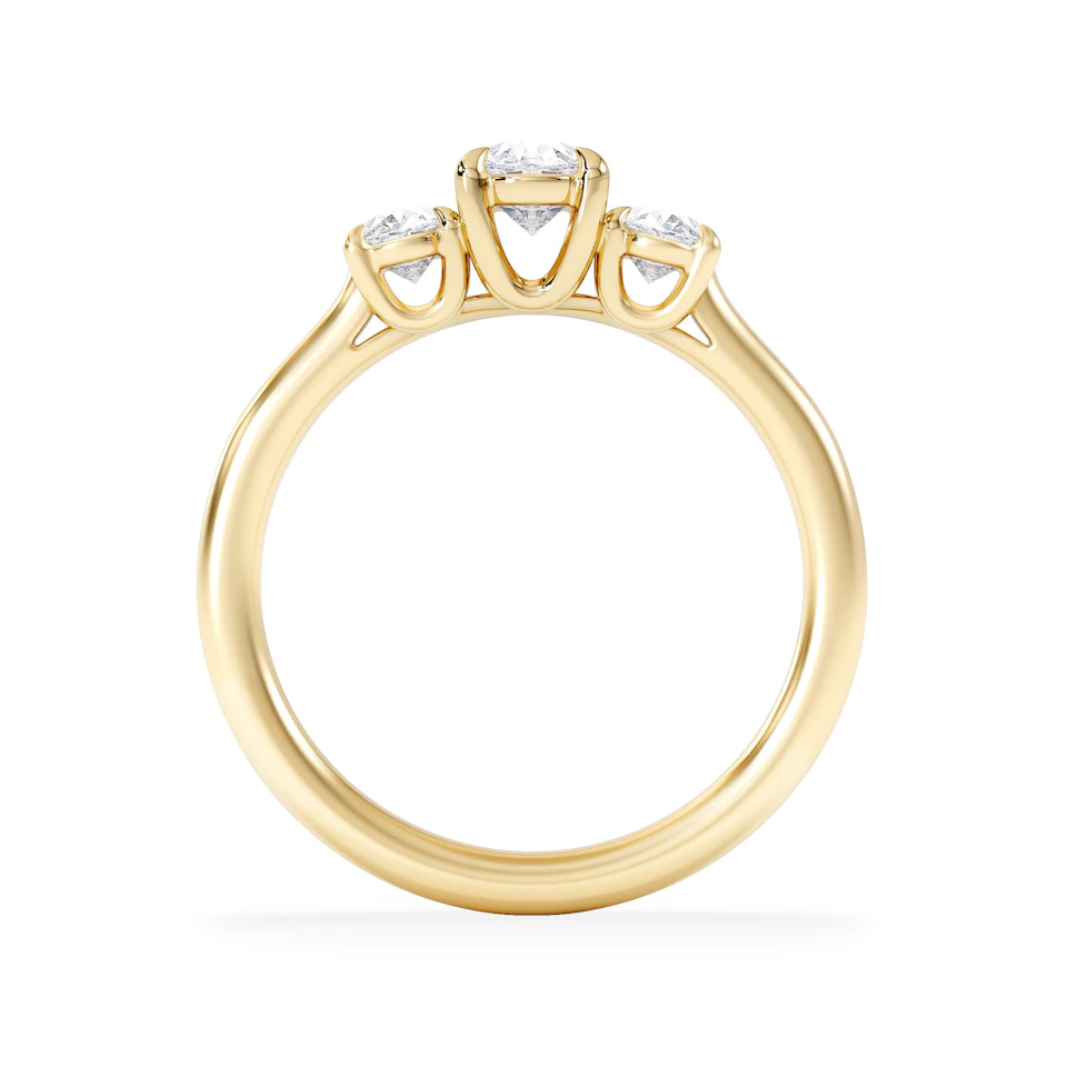 Ever 1.00ct Oval Cut Lab Diamond 3 Stone Engagement Ring in 18K Yellow Gold