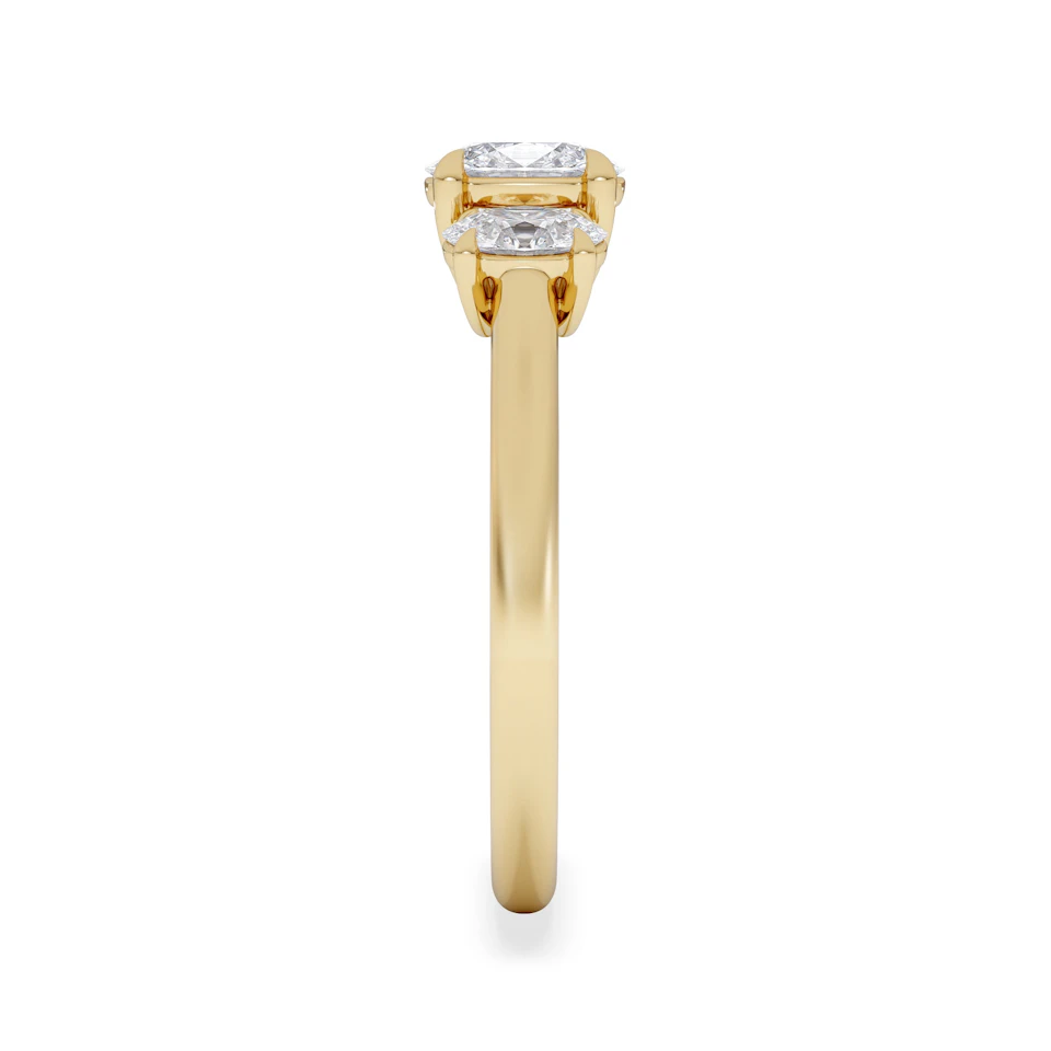 Ever 1.00ct Oval Cut Lab Diamond 3 Stone Engagement Ring in 18K Yellow Gold