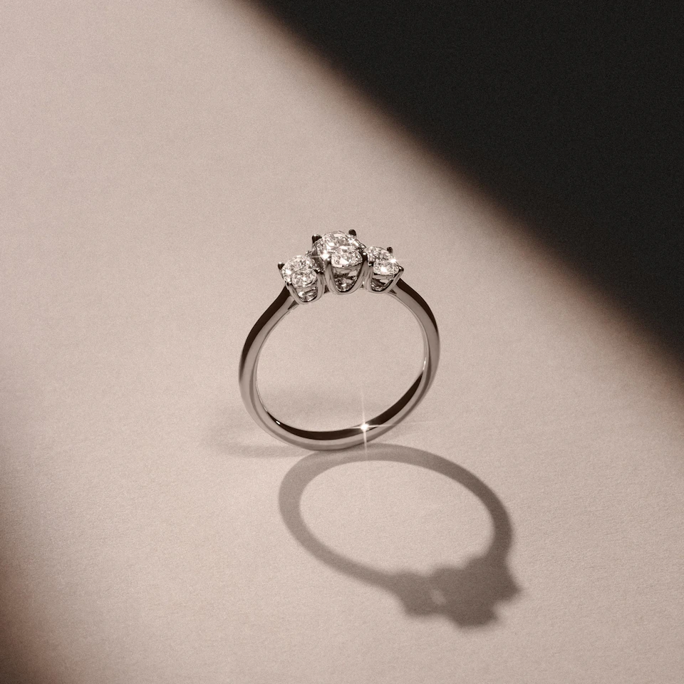 Ever 1.00ct Oval Cut Lab Diamond 3 Stone Engagement Ring in Platinum