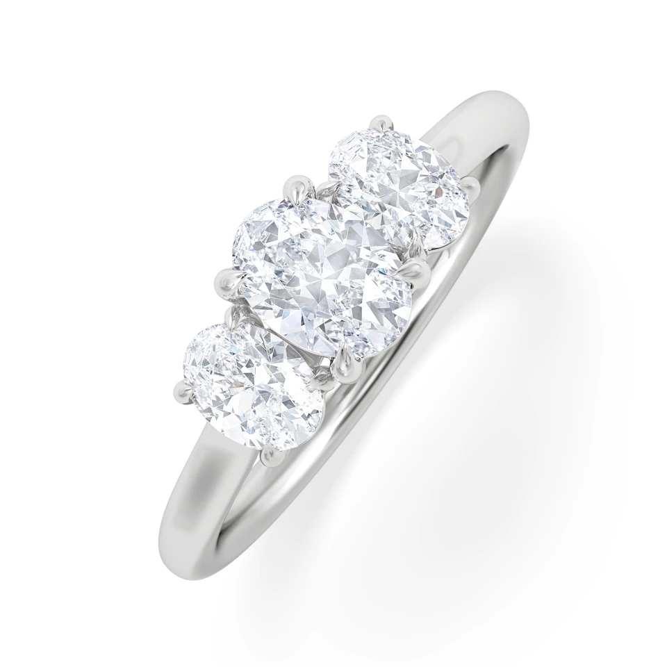 Ever 1.00ct Oval Cut Lab Diamond 3 Stone Engagement Ring in Platinum