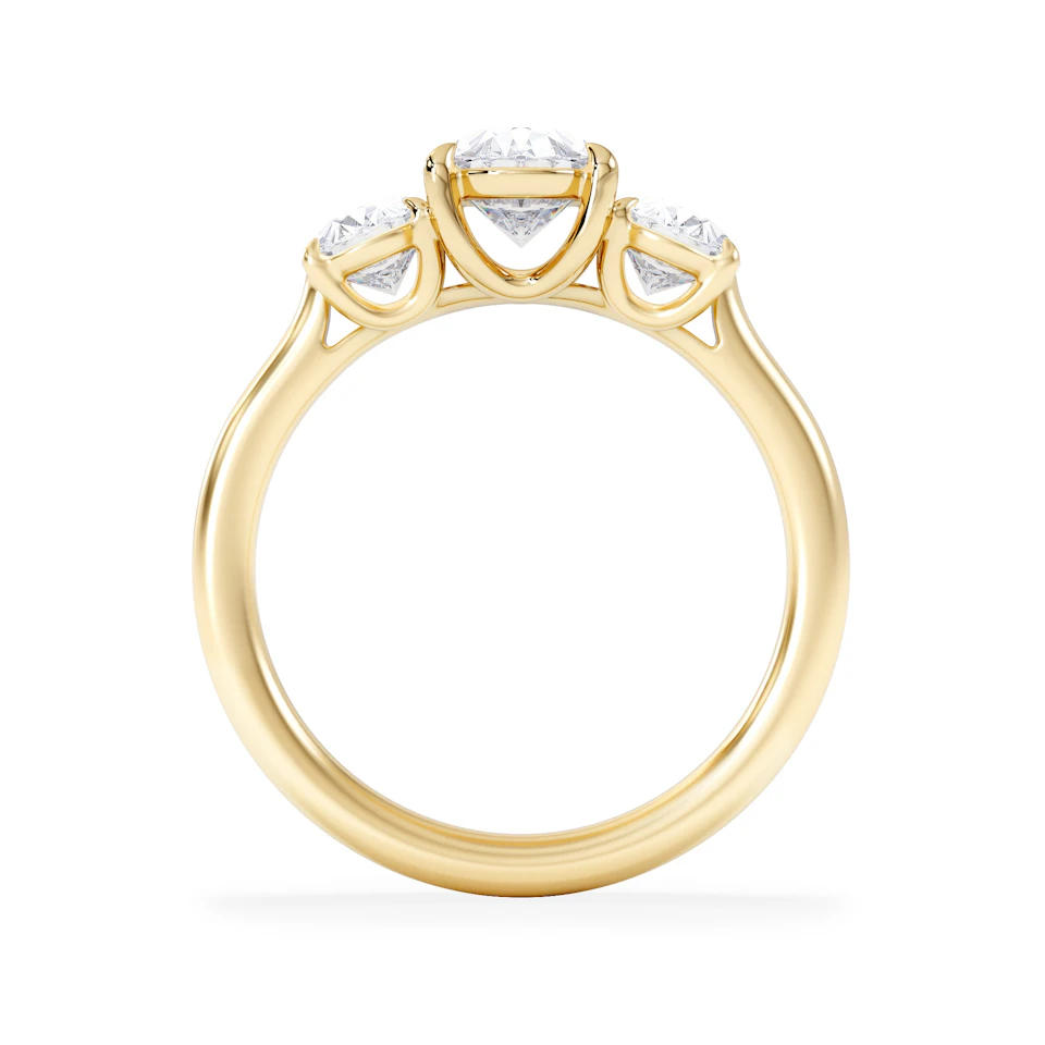 Ever 2.00ct Oval Cut Lab Diamond 3 Stone Engagement Ring in 18K Yellow Gold
