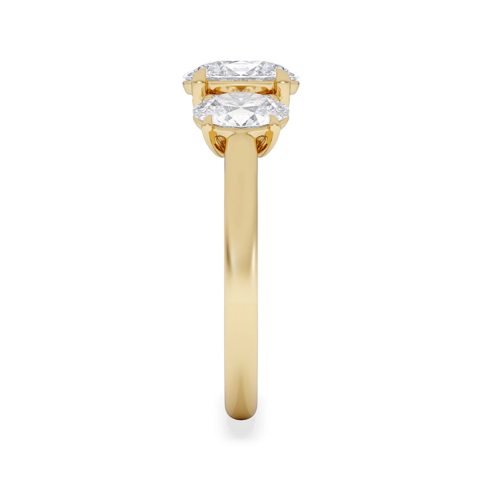 Ever 2.00ct Oval Cut Lab Diamond 3 Stone Engagement Ring in 18K Yellow Gold