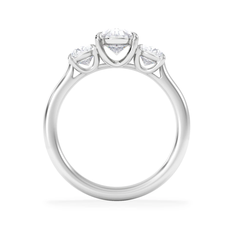 Ever 2.00ct Oval Cut Lab Diamond 3 Stone Engagement Ring in Platinum