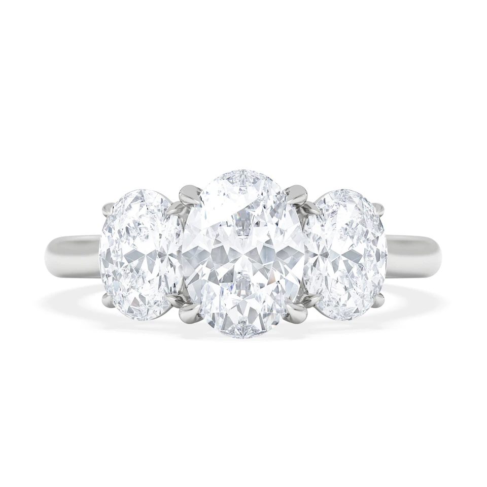 Ever 2.00ct Oval Cut Lab Diamond 3 Stone Engagement Ring in Platinum