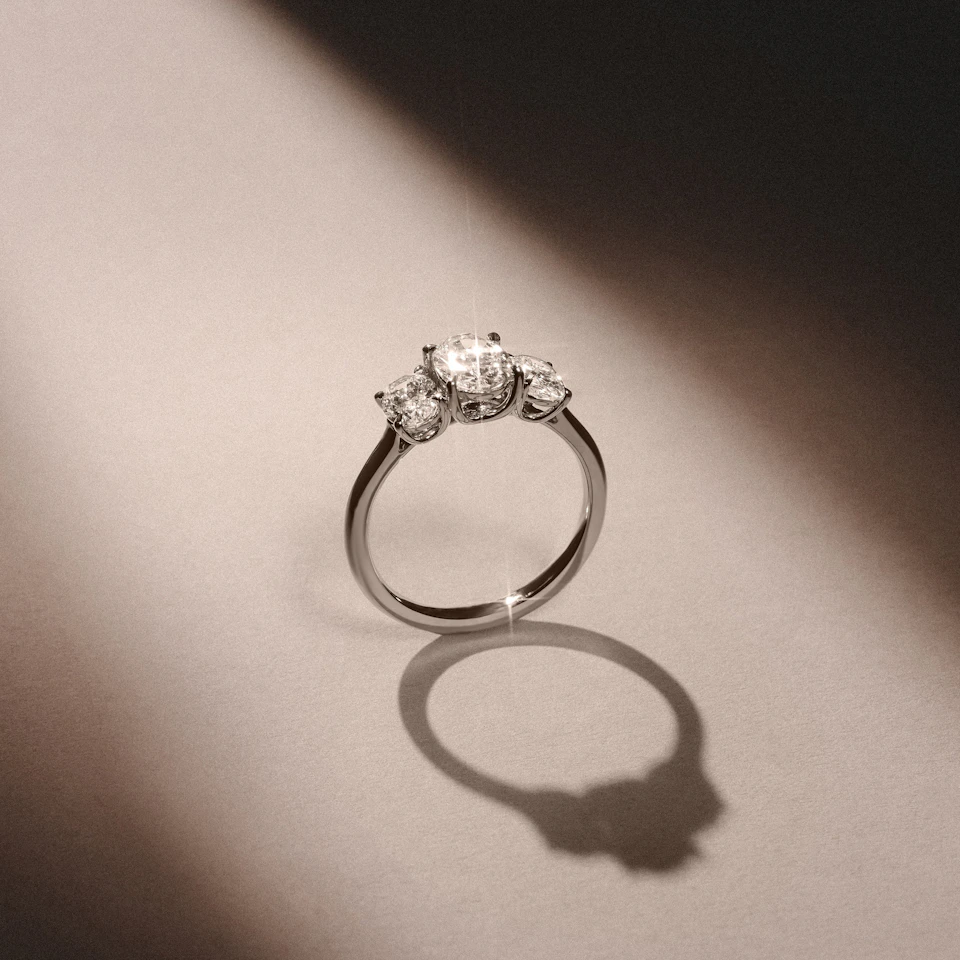 Ever 2.00ct Oval Cut Lab Diamond 3 Stone Engagement Ring in Platinum