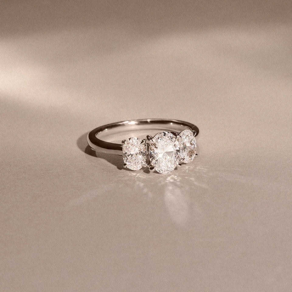Ever 2.00ct Oval Cut Lab Diamond 3 Stone Engagement Ring in Platinum