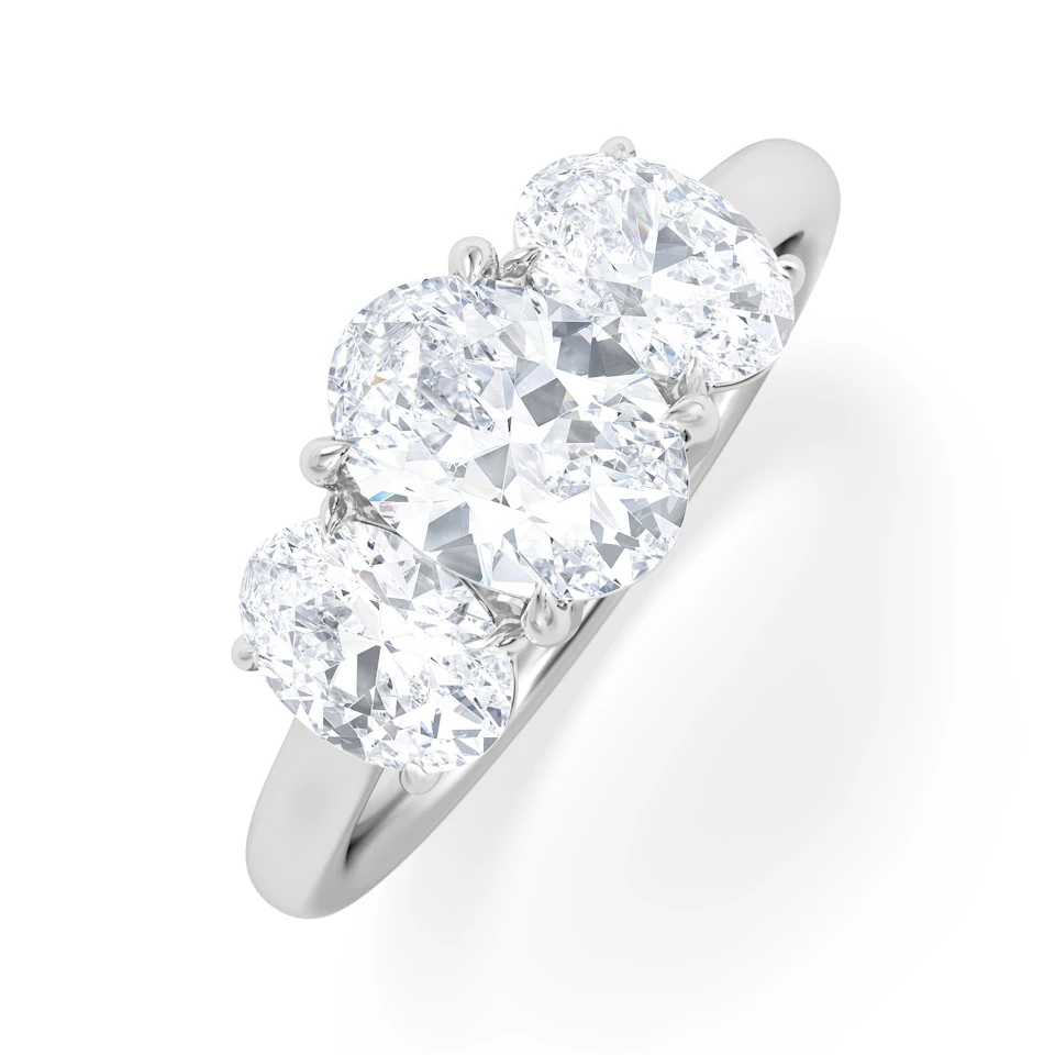 Ever 2.00ct Oval Cut Lab Diamond 3 Stone Engagement Ring in Platinum