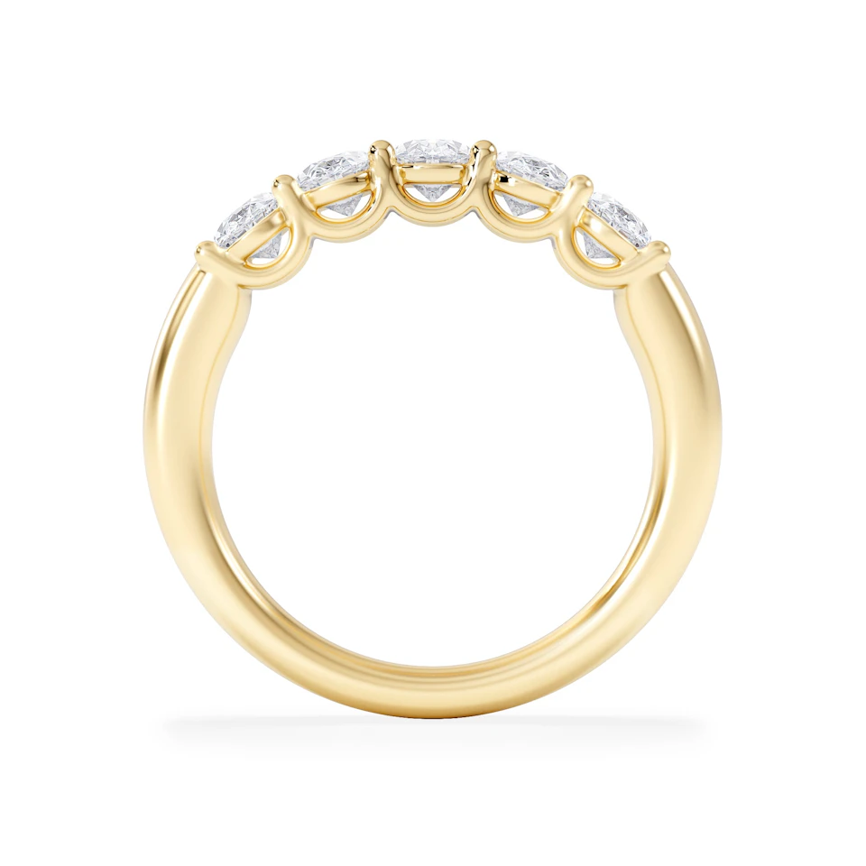 Unity 1.00ct Oval Cut Lab Diamond 5 Stone Ring in 18K Yellow Gold