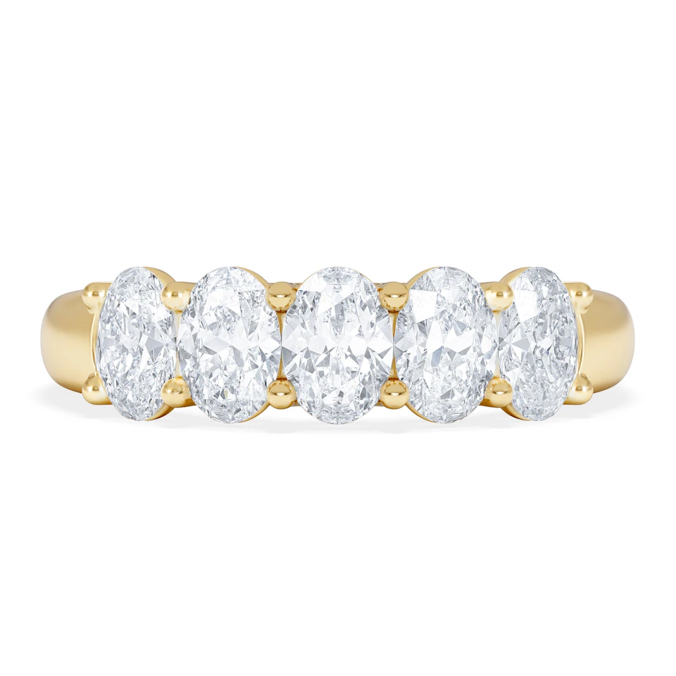 Unity 1.00ct Oval Cut Lab Diamond 5 Stone Ring in 18K Yellow Gold