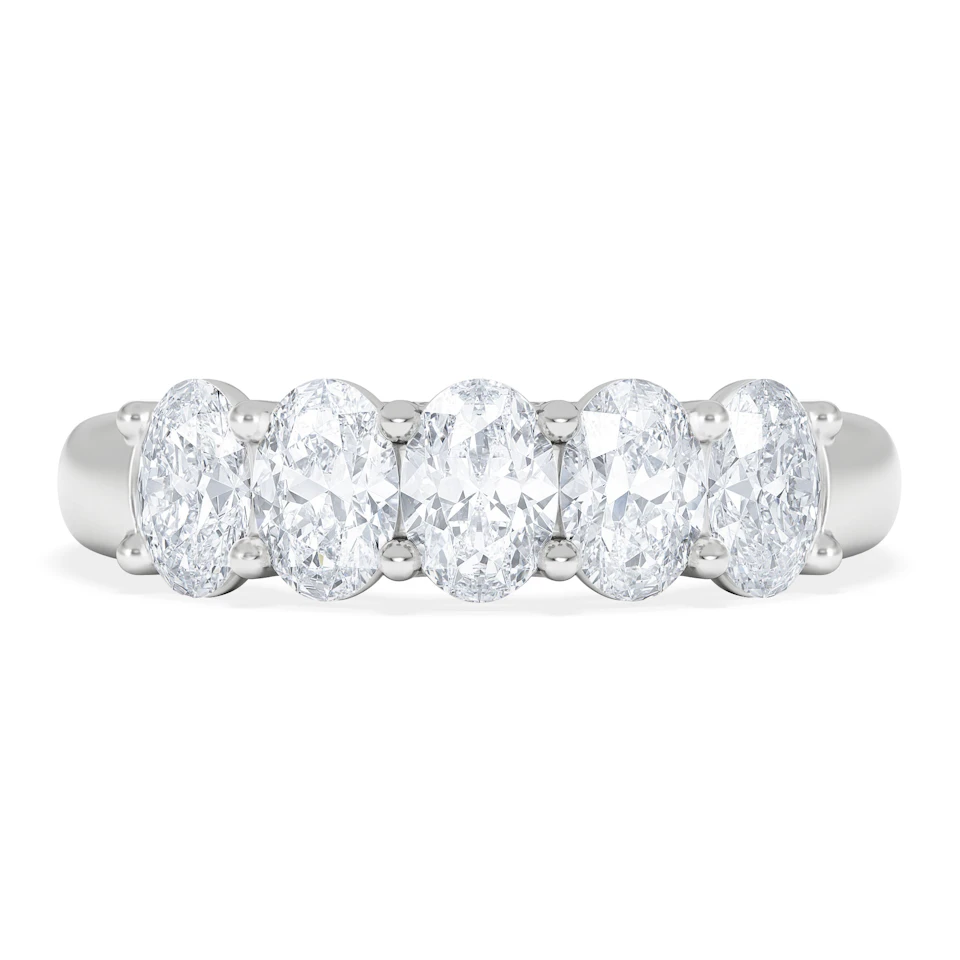 Unity 1.00ct Oval Cut Lab Diamond 5 Stone Ring in Platinum