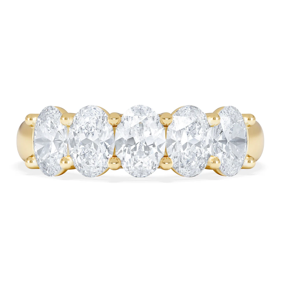Unity 2.00ct Oval Cut Lab Diamond 5 Stone Ring in 18K Yellow Gold
