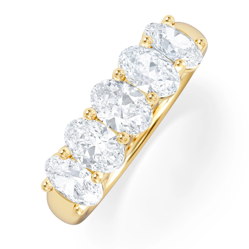 Unity 2.00ct Oval Cut Lab Diamond 5 Stone Ring in 18K Yellow Gold