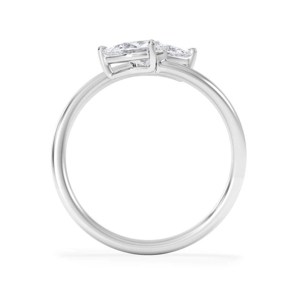 Affinity 0.80ct Pear Cut Lab Diamond 2 Stone Ring in Platinum
