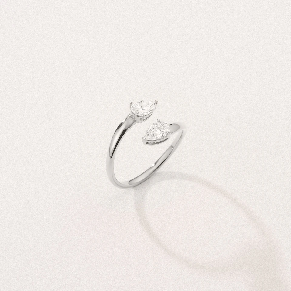 Affinity 0.80ct Pear Cut Lab Diamond 2 Stone Ring in Platinum