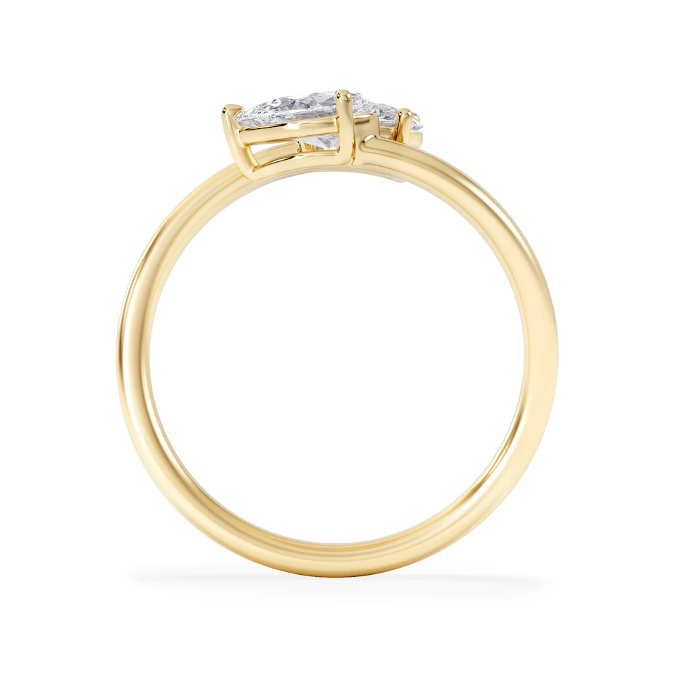 Affinity 0.80ct Oval and Pear Cut Lab Diamond 2 Stone Ring in 18K Yellow Gold
