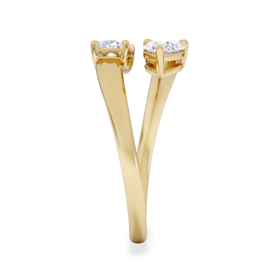 Affinity 0.80ct Oval and Pear Cut Lab Diamond 2 Stone Ring in 18K Yellow Gold