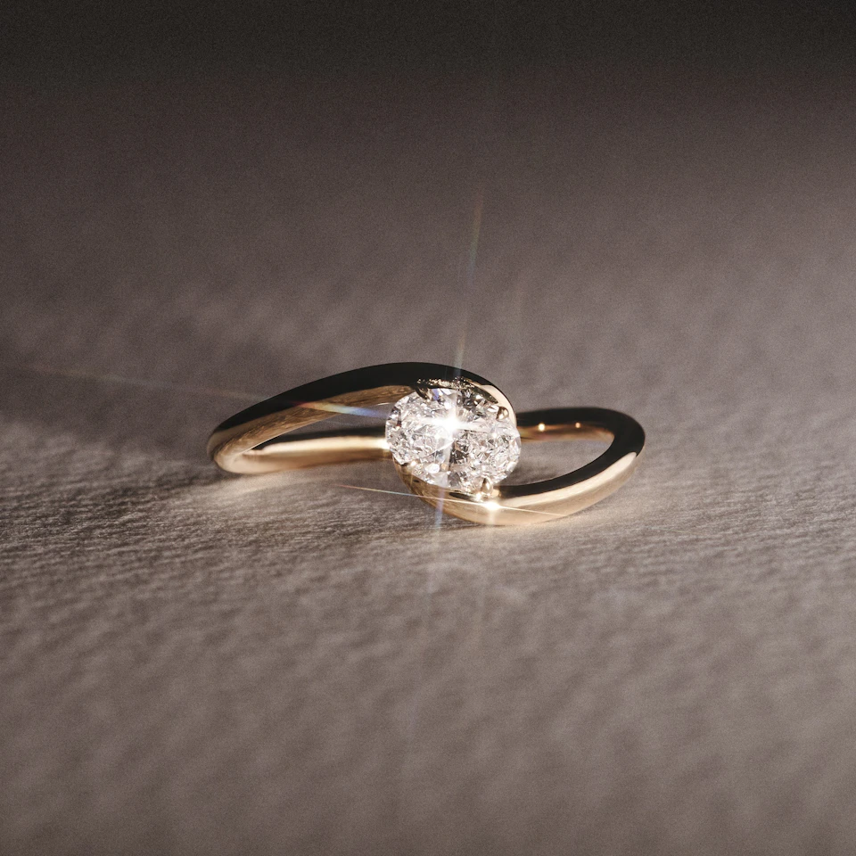 Affinity 0.50ct Oval Cut Lab Diamond Solitaire Engagement Ring in 18K Yellow Gold