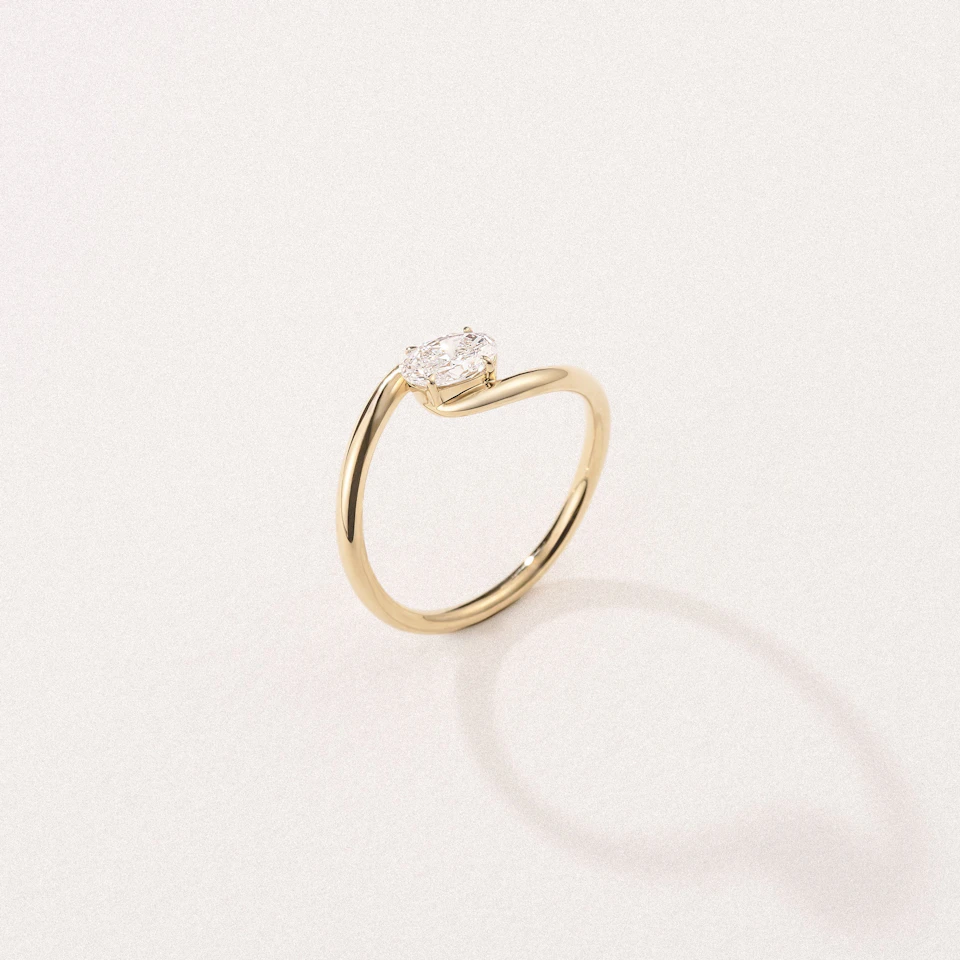 Affinity 0.50ct Oval Cut Lab Diamond Solitaire Engagement Ring in 18K Yellow Gold