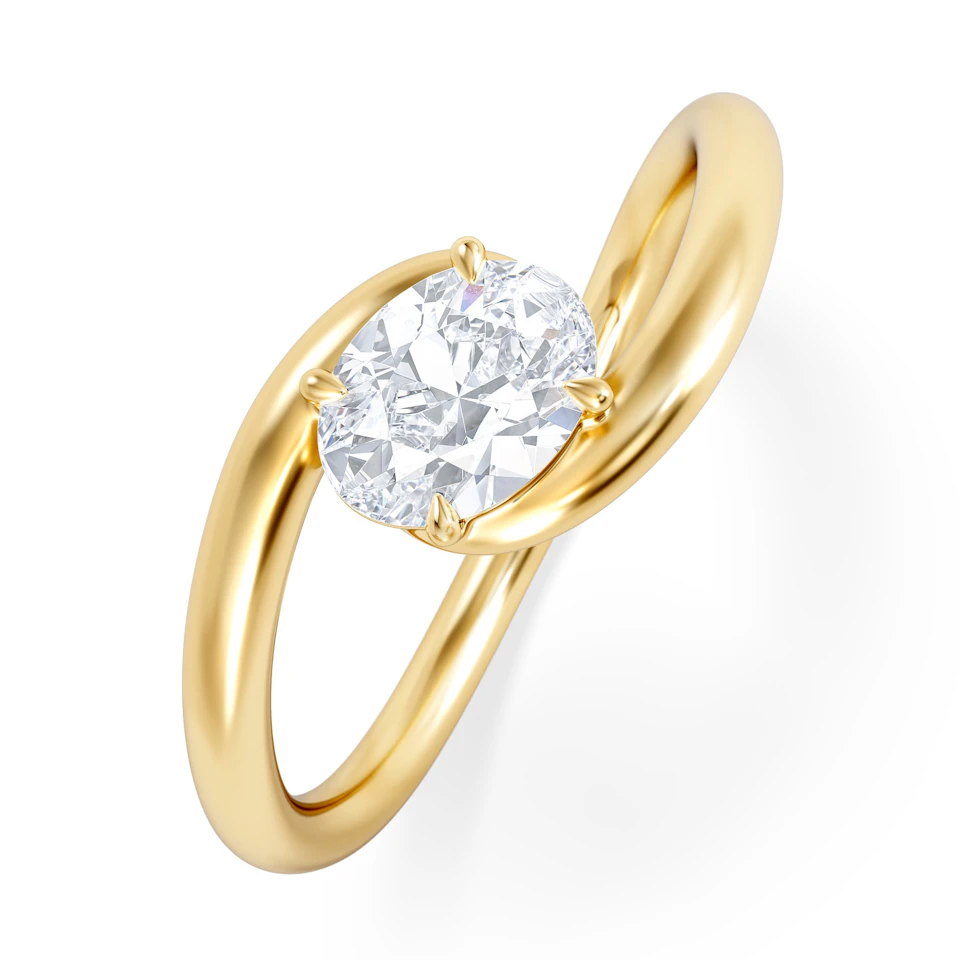 Affinity 0.50ct Oval Cut Lab Diamond Solitaire Engagement Ring in 18K Yellow Gold