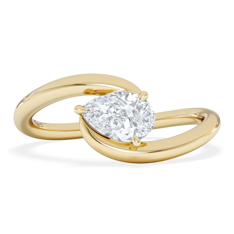 Affinity 0.50ct Pear Cut Lab Diamond Solitaire Engagement Ring in 18K Yellow Gold