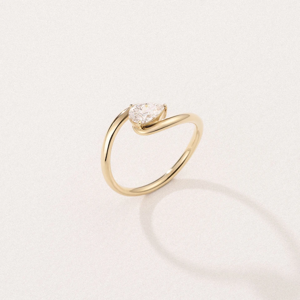 Affinity 0.50ct Pear Cut Lab Diamond Solitaire Engagement Ring in 18K Yellow Gold