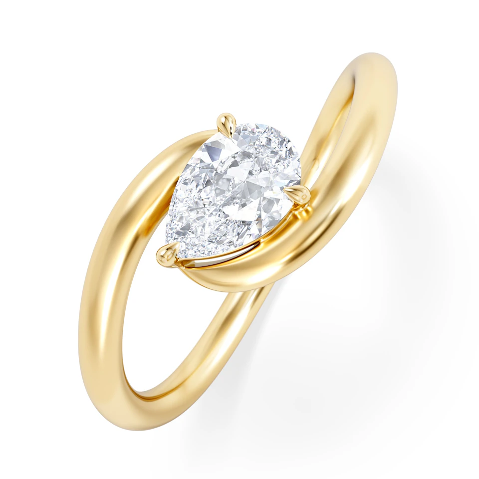 Affinity 0.50ct Pear Cut Lab Diamond Solitaire Engagement Ring in 18K Yellow Gold
