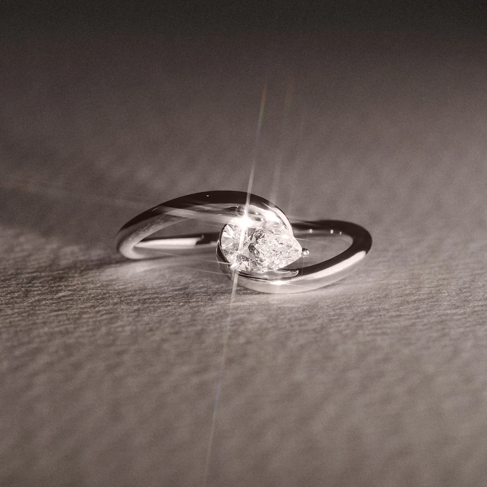 Affinity 0.50ct Pear Cut Lab Diamond Solitaire Engagement Ring in Platinum