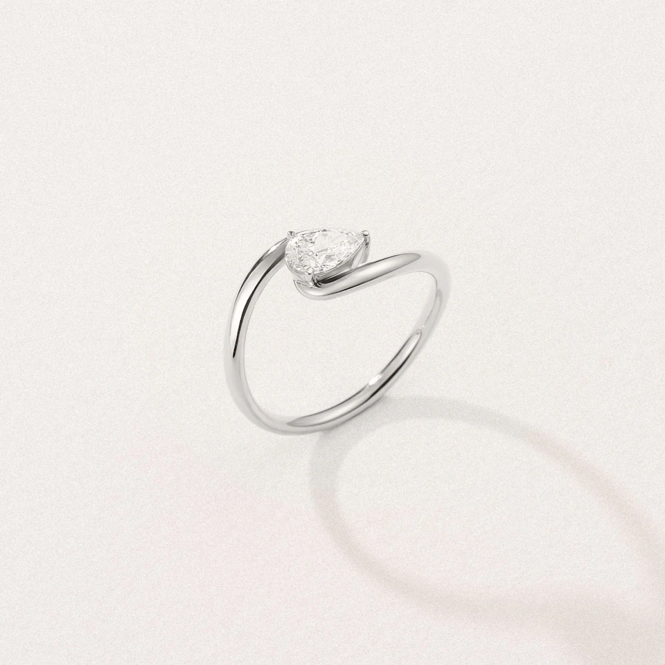 Affinity 0.50ct Pear Cut Lab Diamond Solitaire Engagement Ring in Platinum