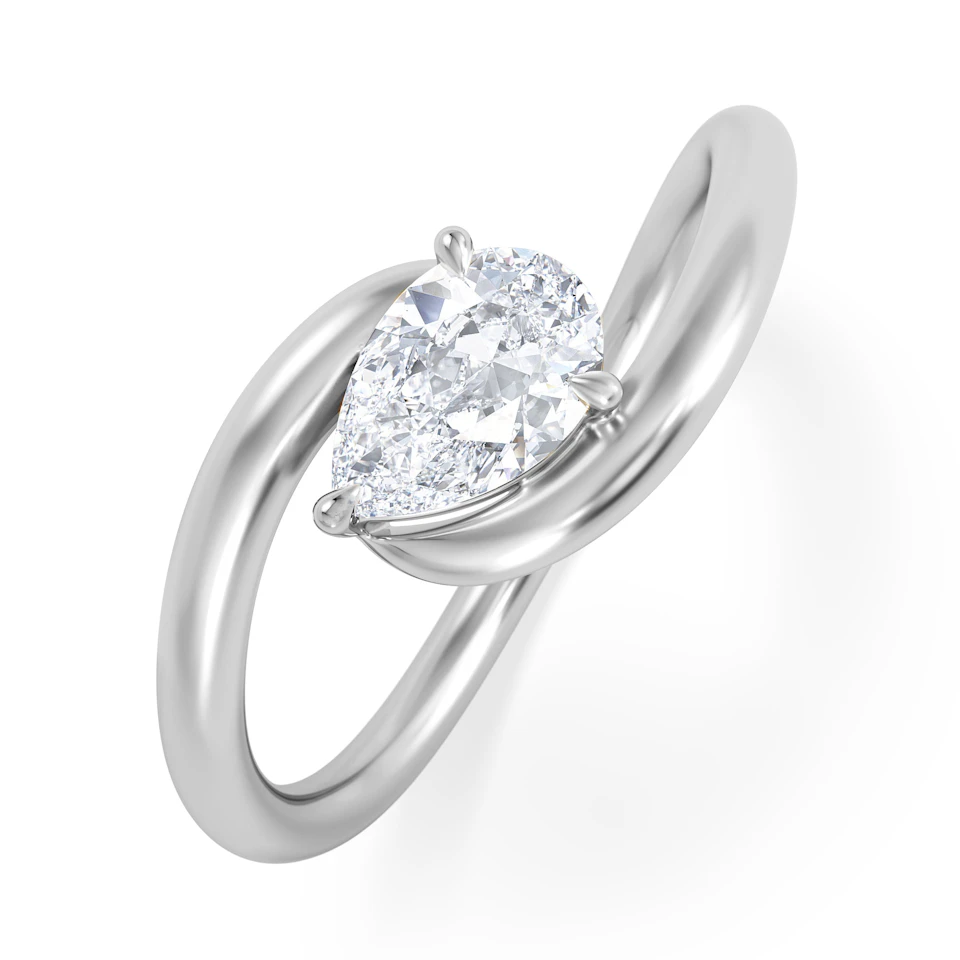 Affinity 0.50ct Pear Cut Lab Diamond Solitaire Engagement Ring in Platinum