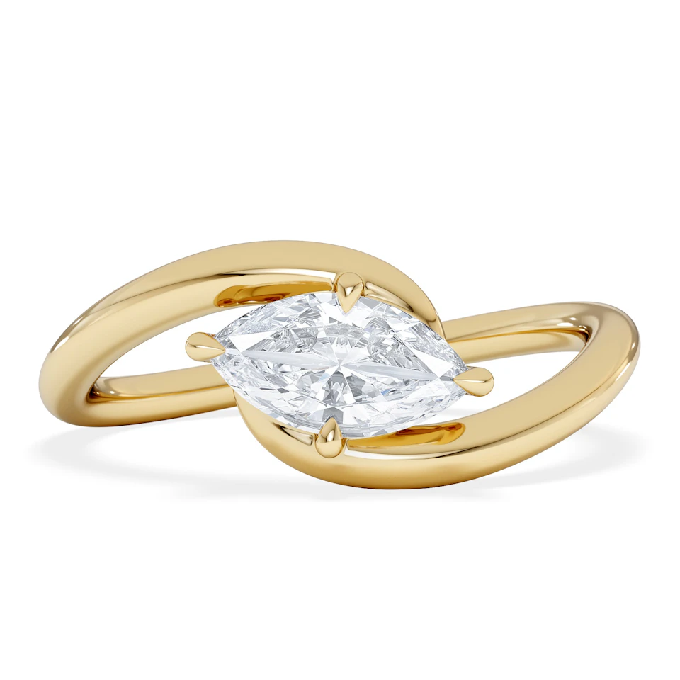 Affinity 0.50ct Marquise Cut Lab Diamond Solitaire Engagement Ring in 18K Yellow Gold