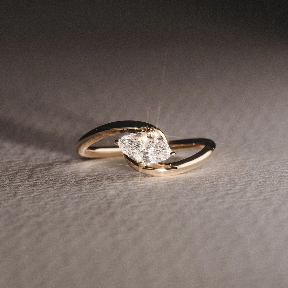 Affinity 0.50ct Marquise Cut Lab Diamond Solitaire Engagement Ring in 18K Yellow Gold
