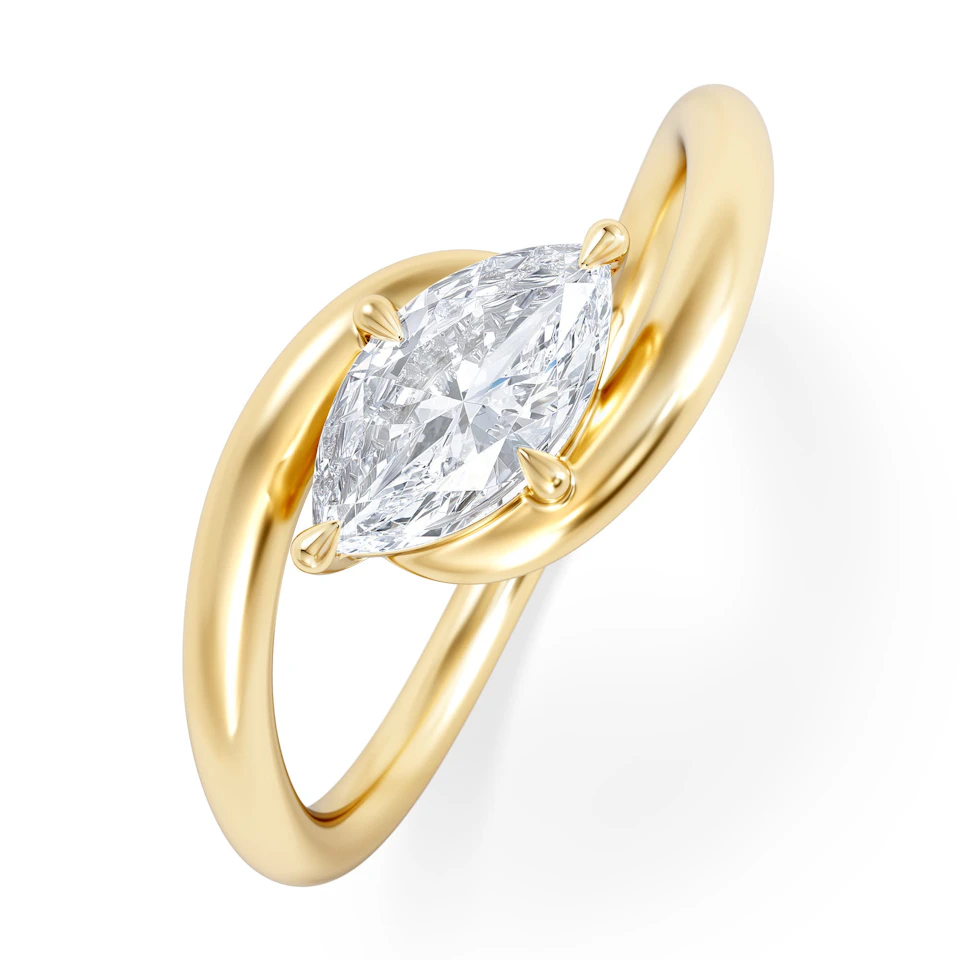 Affinity 0.50ct Marquise Cut Lab Diamond Solitaire Engagement Ring in 18K Yellow Gold