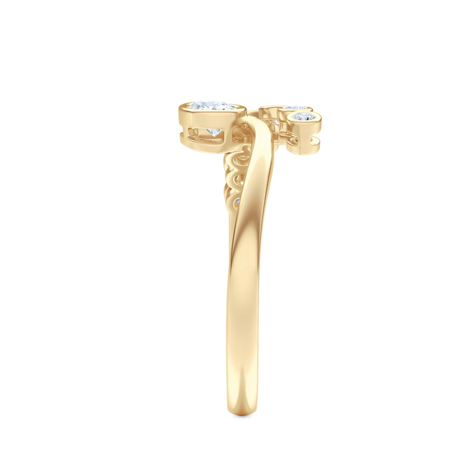 Skyline 0.45ct Pear and Round Cut Lab Diamond Ring in 14K Yellow Gold
