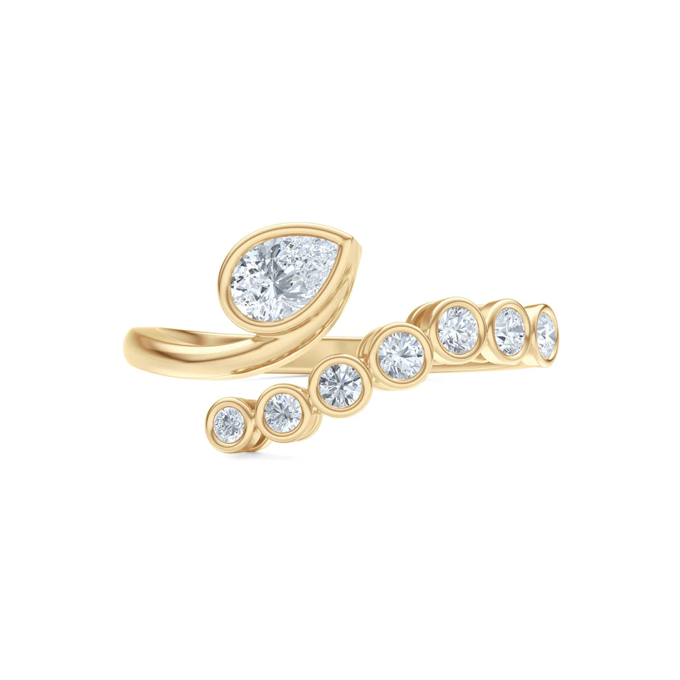 Skyline 0.45ct Pear and Round Cut Lab Diamond Ring in 14K Yellow Gold