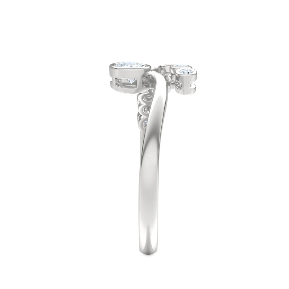 Skyline 0.45ct Pear and Round Cut Lab Diamond Ring in 14K White Gold