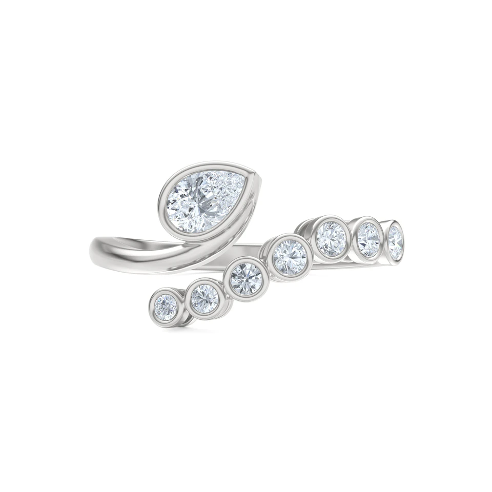 Skyline 0.45ct Pear and Round Cut Lab Diamond Ring in 14K White Gold