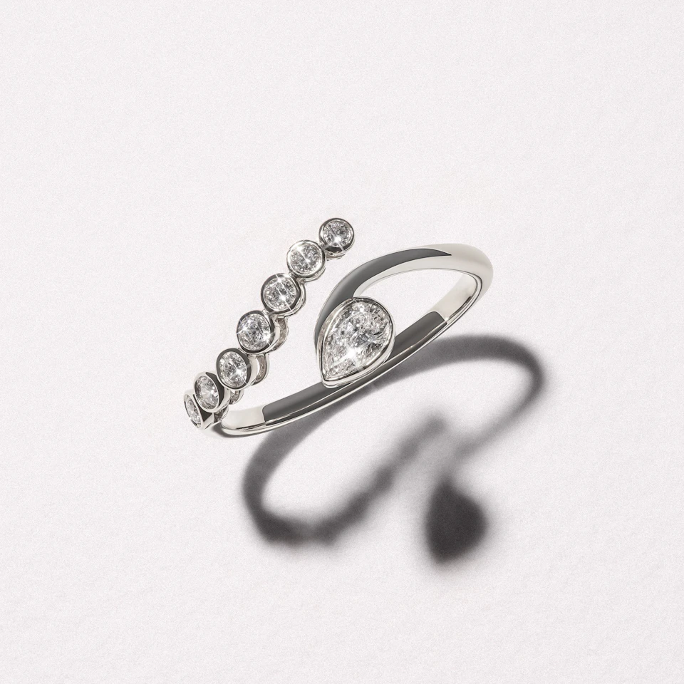 Skyline 0.45ct Pear and Round Cut Lab Diamond Ring in 14K White Gold