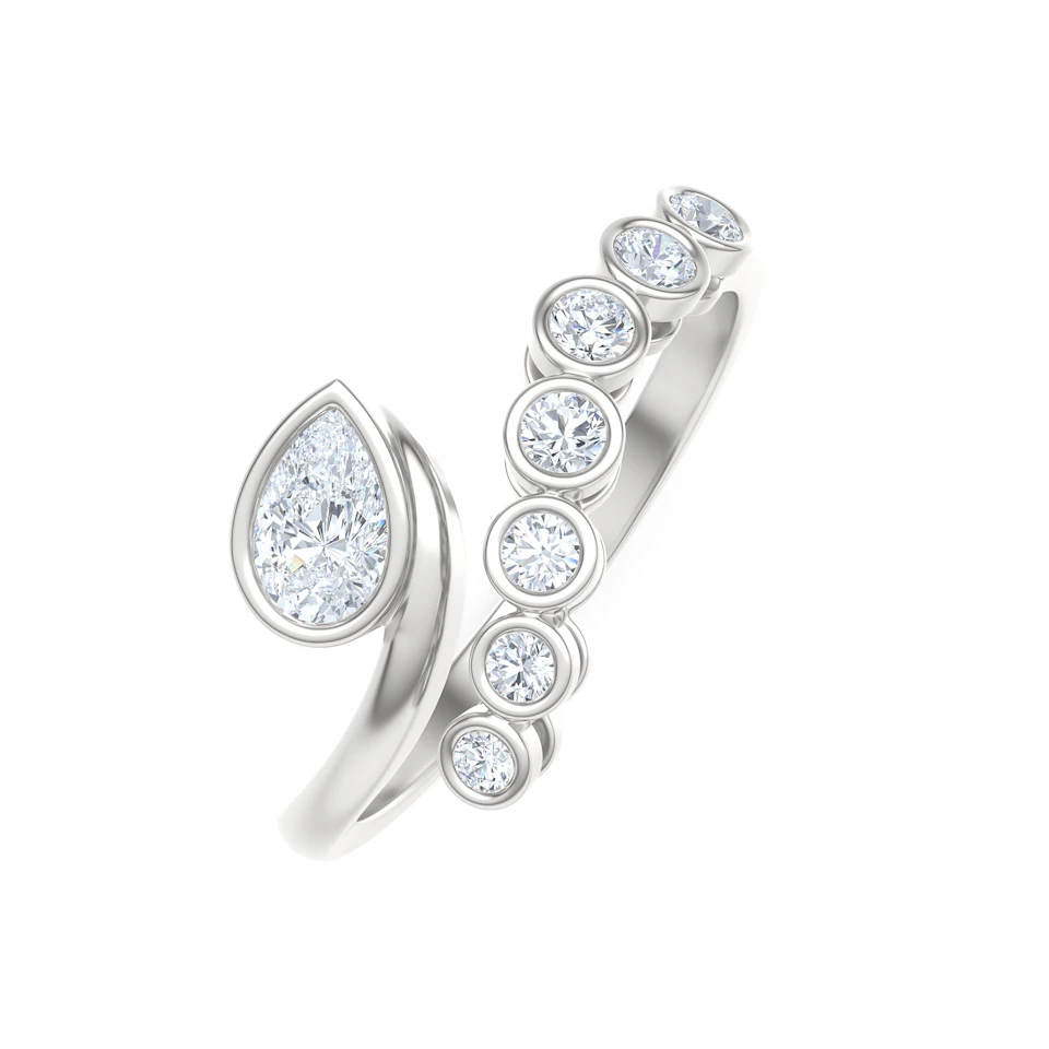 Skyline 0.45ct Pear and Round Cut Lab Diamond Ring in 14K White Gold