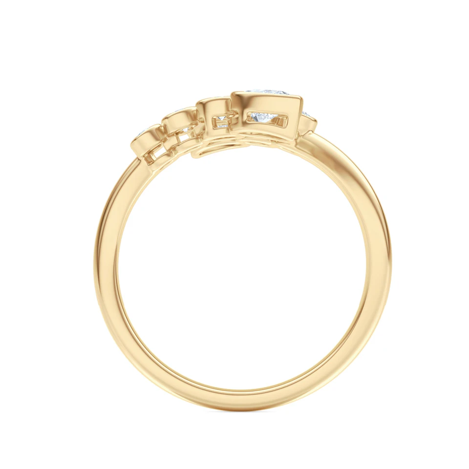 Skyline 0.70ct Pear and Round Cut Lab Diamond Ring in 14K Yellow Gold