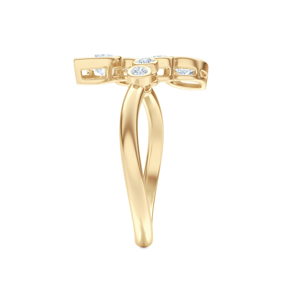 Skyline 0.70ct Pear and Round Cut Lab Diamond Ring in 14K Yellow Gold