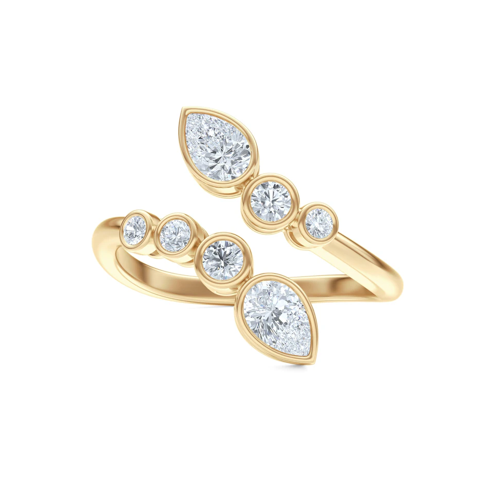 Skyline 0.70ct Pear and Round Cut Lab Diamond Ring in 14K Yellow Gold