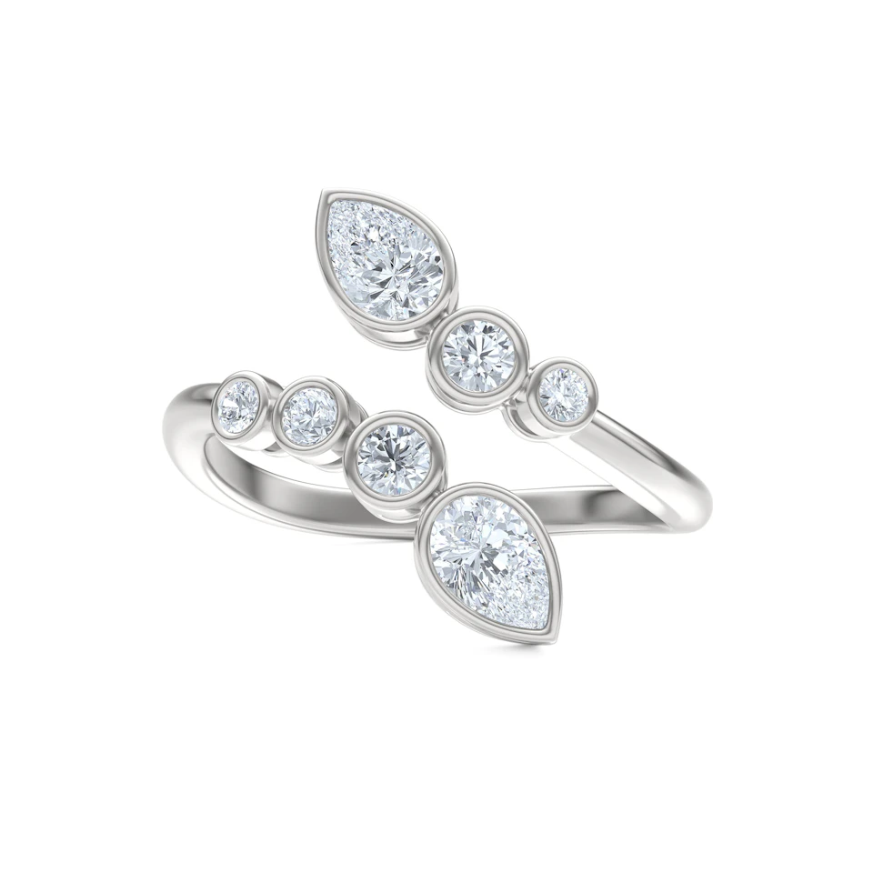 Skyline 0.70ct Pear and Round Cut Lab Diamond Ring in 14K White Gold
