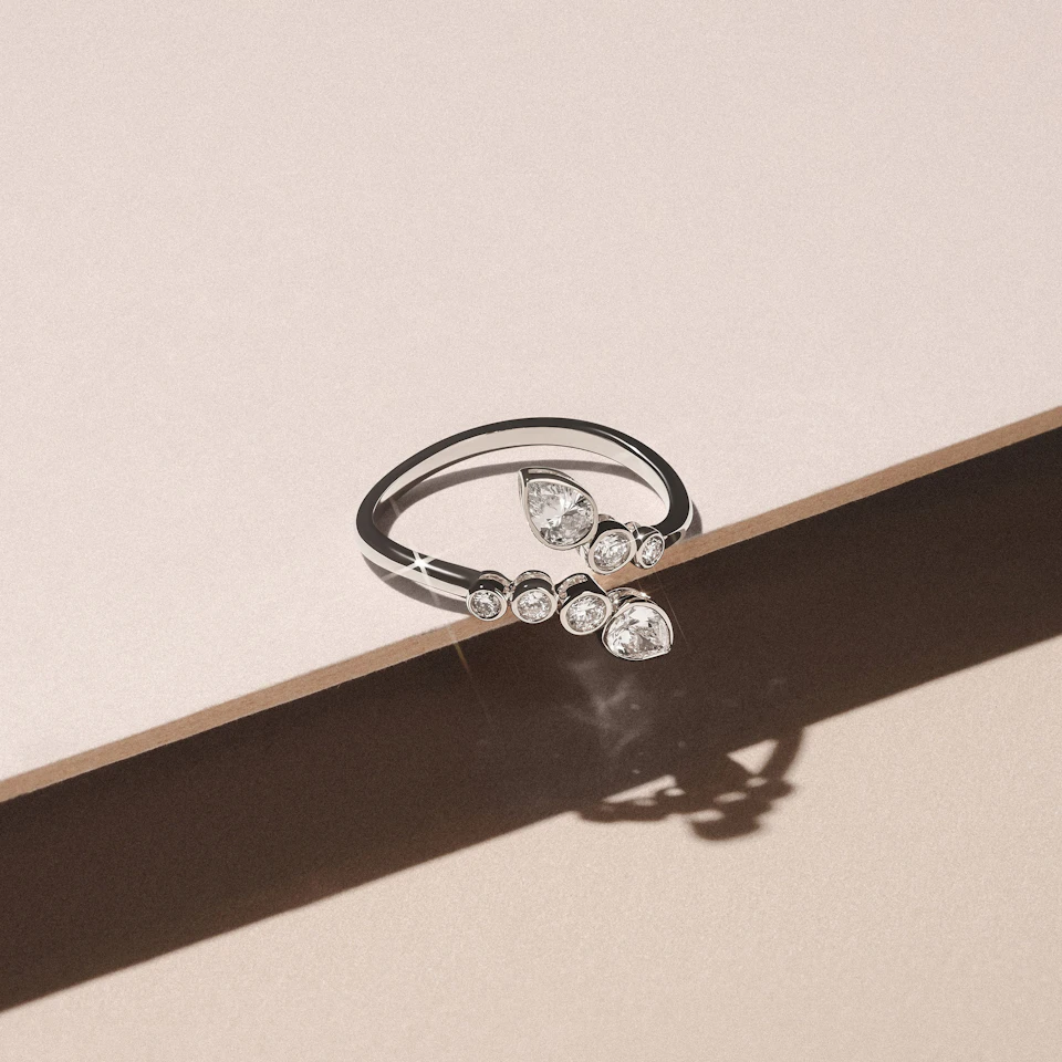 Skyline 0.70ct Pear and Round Cut Lab Diamond Ring in 14K White Gold