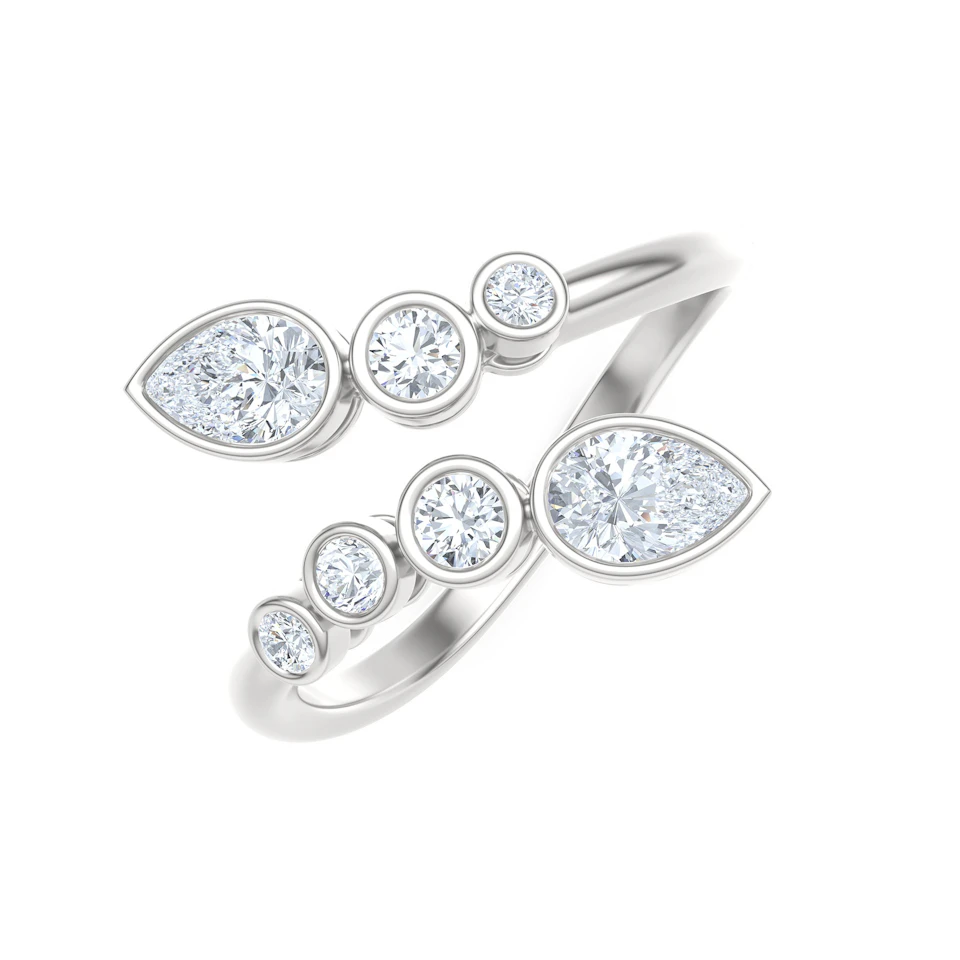 Skyline 0.70ct Pear and Round Cut Lab Diamond Ring in 14K White Gold